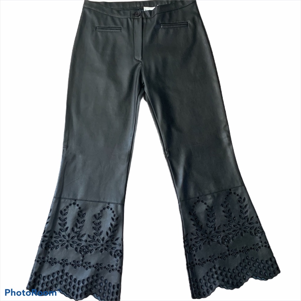 NWT Sharagano Black flare faux leather pant L